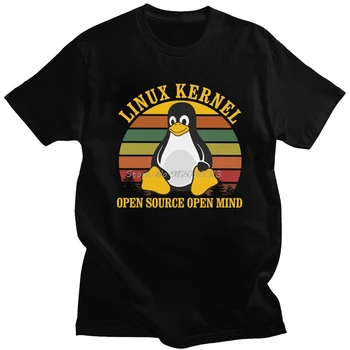 Amuzant Retro Linux T Camasa Barbati cu Mâneci Scurte din Bumbac Pinguin Programator T-shirt de Programare Tricou de Codificare Coder Tee Haine Cadou