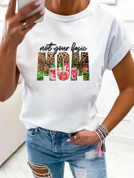 Mama Florale Trend 90 de Femei de Moda, Haine de Print T Shirt Îmbrăcăminte de Vară de Bază de Top cu Maneci Scurte Tee Grafic T-shirt