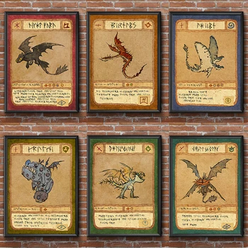 Dragon Carduri de Postere si Printuri Toothless Stormfly Hookfang Chifteluță Arta de Perete HD Imagini de Epocă Panza Pictura Cameră Decor Acasă
