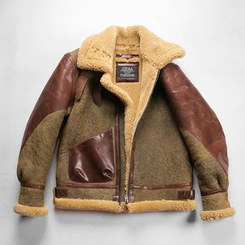 Sezonul de toamna iarna nou piele pentru bărbați costum de zbor sacou jacheta Generalul Patton același paragraf B3 vechi blană de oaie unul