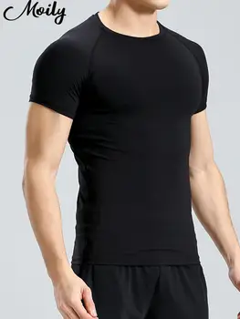 Bărbați Mânecă Scurtă T-shirt Sport partea de Sus Elastic Respirabil Sală de Fitness Musculare Culturism Tricou Topuri de Înot de Top, tricou, Costume de baie
