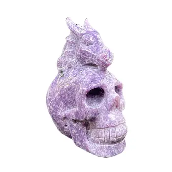 1 BUC Piatră prețioasă Naturale Sculptate manual craniu de Cristal lepidolite violet mica cranii Capul de Vindecare pentru Decor Acasă și fengshui