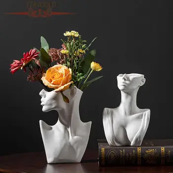Stil Nordic Ceramica Vaza Corpului Feminin Model Ceramica Vaza De Flori De Artă Modernă Home Decor Creativ Ghiveci Living Ornament