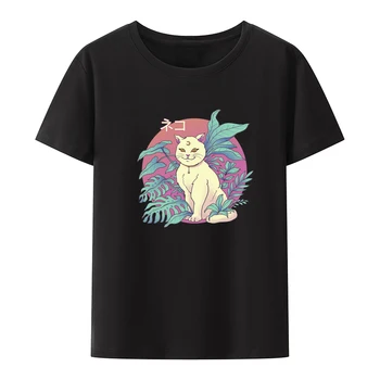 Vincent Trinidad Vapori de Pisica pentru Bărbați T-shirt Om Y2k Haine de Imprimare Camisa Casual Roupas Masculinas Imprimate T-shirt de Sus Respirabil