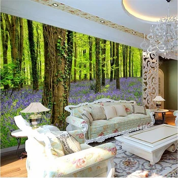 beibehang Foto Personalizat Tapet 3D Stereo Mari picturi Murale Pădure, plante și flori canapea camera de zi dormitor flash pânză de argint