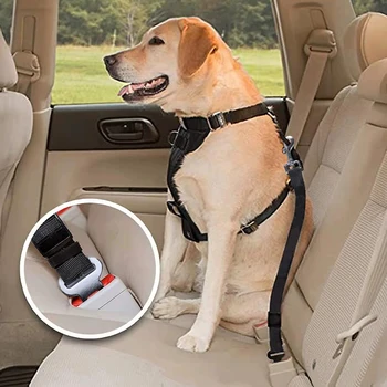 2 buc Durabil Nailon Coarda Portabil, Reglabil Lungime Cablaj Scaun de Călătorie Accesorii Câine Mașină Centura de Siguranță pe Bancheta din spate Negru Universal