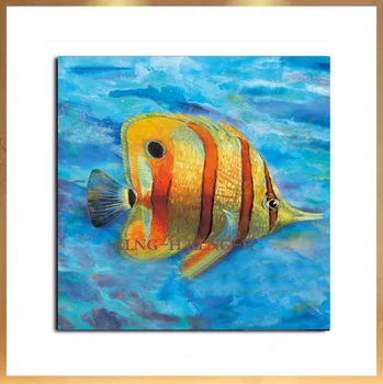 Pintura al óleo de pez Animal unica pintada un mano de alta calidad envío gratis ro lienzo pintura abstracta de lienzo de peces p