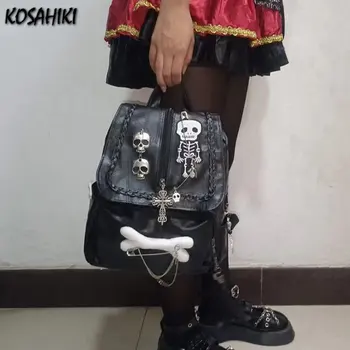 Coreeană Trendy Y2k Estetice Dulci Fete Cool Rucsaci Vintage Crucea Craniu Punk Femei De Saci De Lanț Tassel Casual Gotic Rucsac