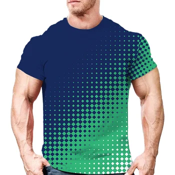 Amuzant pentru Bărbați T-Shirt cu Dungi, Carouri 3d de Imprimare de zi cu Zi Casual Top Teuri Strada Designer Maneca Scurta Barbati Haine Largi Supradimensionat Tricou