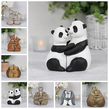 Animale de Dragoste Îmbrățișeze Statuie Panda, Iepure, Vulpe Decor Acasă Rășină Decor Fericit Ziua Îndrăgostiților Cadou de Peisaj de Grădină