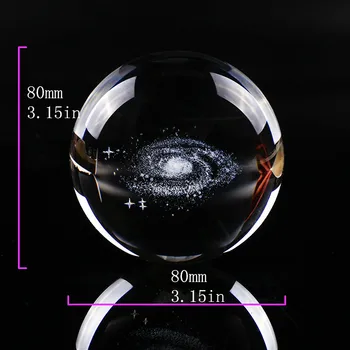 3D Laser Gravat Galaxy glob de Cristal Model în Miniatură Cristal Meșteșug Sfera Ornament Glob de Sticlă Decor Acasă Cadou 80mm
