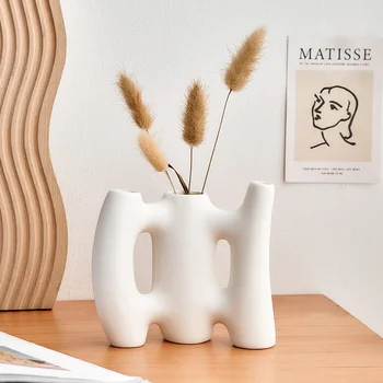 Nordic Living Decorul Camerei Accesorii De Birou Desktop Carouri Vaza Decor Acasă Ceramica Vaza De Flori Uscate Decorative Vaza Cadou