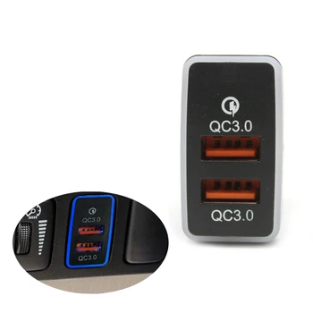 QC3.0 Mașină Lumină Albastră Incarcator Dual Porturi de Interfață Mufa Pentru Încărcător de Telefon Mobil Accesorii Auto Pentru Toyota FJ Cruiser LC120