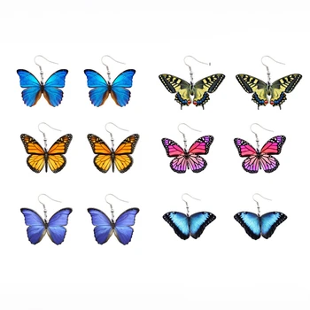 Partidul Neobișnuite Culori Acrilice Fluture Molie Agățat Pandantive Cercei Pentru Femei Fete Drăguț Gradient De Colorat Insecte Bijuterii Cadou
