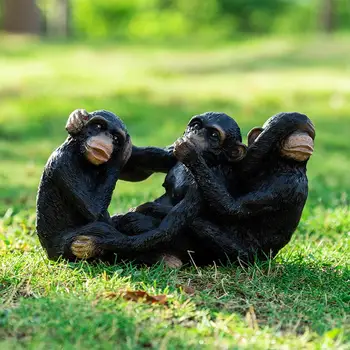 Trei Maimuță Amuzant Rășină Statuie Noutate Animal Sculptura Realistă Cifrele De Grădină Decor Acasă Drăguț Ornament Decor