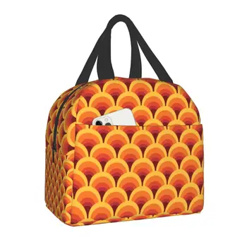 Orange Val Gradient Cutie de Prânz pentru Femei Multifuncțional Geometrice Abstracte Cooler Termică Alimentare Izolate masa de Prânz Sac de Munca de Birou