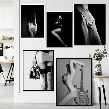 Frumos Model Feminin Postere si Printuri Panza Pictura Închide În Camera De Arta de Perete Imagini pentru Decor Acasă Cuadros