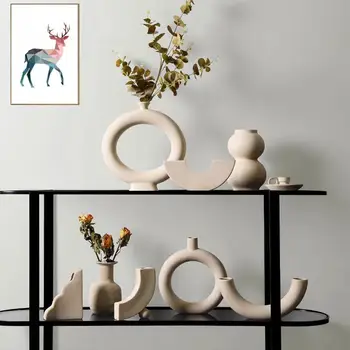 Aranjament De Flori Pentru Desktop Nordic Stil Lux De Lumină Mici Vase De Ceramică Cadouri Ornamente Decor, Accesorii Decor Acasă
