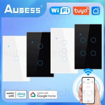 AUBESS WiFi Smart Switch Standard 1/2/3/4 Gasca Smart Home Perete Atingeți Panoul de comandă Pentru Tuya de Viață Inteligentă Alexa Google Asistent