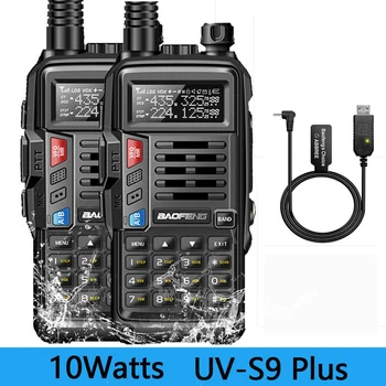 2 BUC BaoFeng UV-S9 Plus Walkie Talkie 10W Dual Band Impermeabil Doi-Way Radio (136-174MHz & 400-520MHz) Suport USB de Încărcare