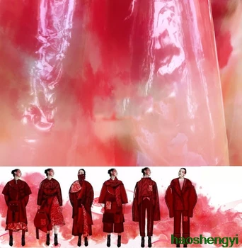 Roșu pătat de cerneală inkjet model de cloud transparent creative tesatura de îmbrăcăminte