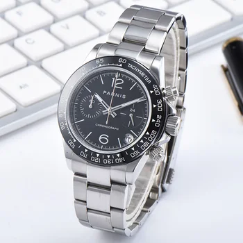 De Lux de Top PARNIS Brand VK63 Cronograf Ceasuri Barbati 39mm rezistent la apa Cristal Safir Calendar Cuarț Ceas de mână Sport Ceas