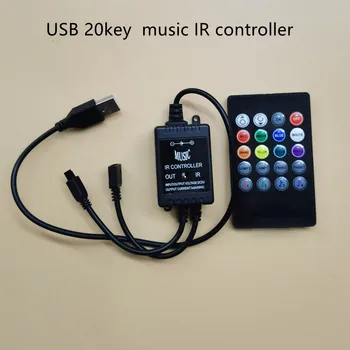 USB de 20 de muzică, cheile IR controller negru de la Distanță pentru RGB benzi cu LED-uri de înaltă calitate 5-24V