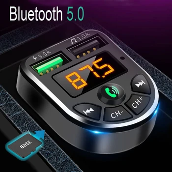 Bluetooth 5.0 Transmițător FM Handsfree Radio Auto Modulator MP3 Player Cu USB Super-Rapid de Încărcare Adaptor 1 buc