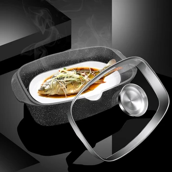 Non-stick de Supa de Tigaie, Plita cu Inducție, Multi-scop Medical Mari de Piatră Vapor Pește Aburit Oala de Gătit cu Aburi Bar Bucatarie
