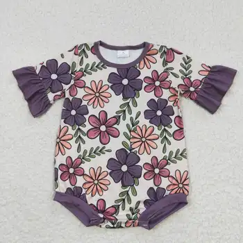 2023 Romper Maneci Scurte Tanga Costum Violet Imprimare De Primăvară Fete Primavara-Vara Haine Copii Haine De Copil Fete
