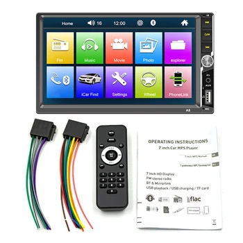 2 Din Radio Auto 7Inch HD Autoradio Player Multimedia 2DIN cu Ecran Tactil Auto Audio Bluetooth USB FM Camera Auto MP5