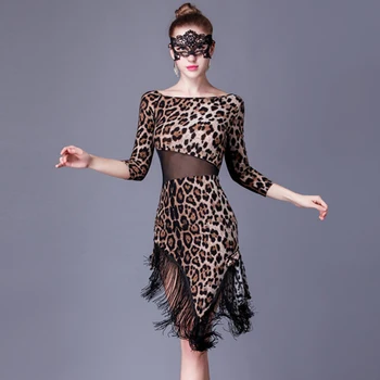 dans latino rochie pentru femei rochie Latin ciucure latină stil de îmbrăcăminte costume de salsa dans, haine dans poarte costume de leopard