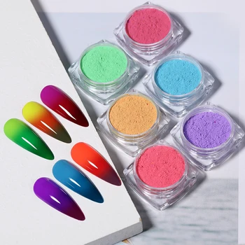 Noi Termică Unghii Pulbere 3-straturi de Culoare Schimbarea Efect de Unghii de Arta pline de culoare Chrome Pigment Praf UV Gel de unghii Manichiura Decor