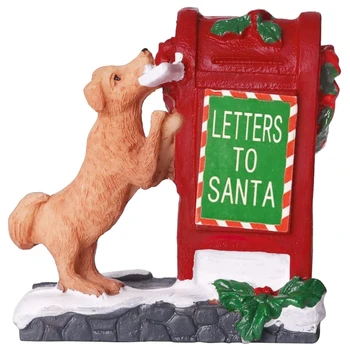 Ornament de crăciun Mic Câine Roșu Poștală Ornamente Rășină Figurina pentru Casa Dormitor Baie Decor de birou en-Gros