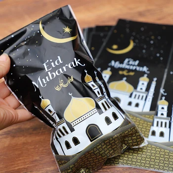 50pcs Eid Mubarak Cadou Pungi de Plastic Alimentare Cookie de Ambalare Pungă de Bomboane Sac Islamic Partid Musulman Eid Al-fitr Ramadan Kareem Decor
