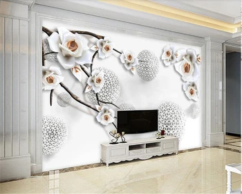 beibehang Murală papel de parede Personalizate de Moda hudas frumusete 3D Minge de Ramură Alb Grava a Crescut Tapet tapet pentru pereți 3 d