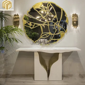 Din oțel inoxidabil pridvor masă în camera de zi de Lux culoar Perete despărțitor art hotel decorative cabinet de Aur simplu TV cabinet