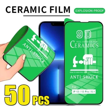 50pcs 9D Ceramica Film HD Anti-Shock Screen Protector Premium Guard Pentru iPhone 15 Pro Max 14 Plus 13 Mini 12 11 XS XR X 8 7 SE