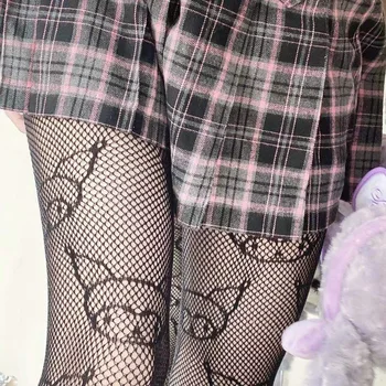 Noua Moda Sexy Femei Kuromi Dantelă Moale Partea De Sus Pentru Coapse Ciorapi Cu Jartieră Centura Jartieră Doamna Solid De Stocare Set Drăguț Kitty Cat