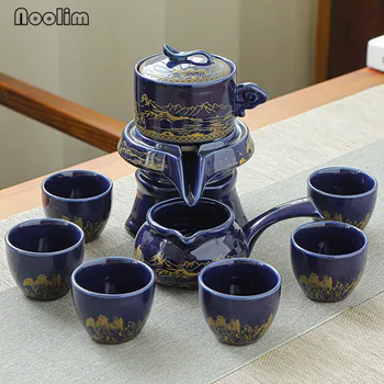 Ceramica Wisteria Aurire Piatră De Rectificat Ceainic Living Cesti De Ceai Semi-Automate Kung Fu Set De Ceai Ceainic Ceainic Drinkware