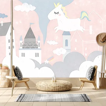 Detașabil Opțional Animale Desene animate Unicornul de Munte Murală copii Tapet pentru Camera de zi Coaja Stick de Vinil de Pereți de Hârtie Decor Acasă