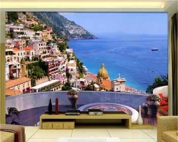 beibehang Personalizat tapet 3D stereo balcon stil Mediteranean murală TV de fundal de perete camera de zi murală Papel de parede