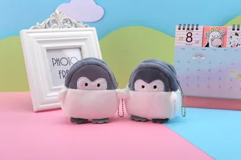 Drăguț pinguin de pluș mini poseta de monede moale energie pozitivă de pluș cu fermoar cheie cablu USB căști sac de depozitare fata de cadou de vacanță