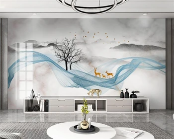 beibehang Personalizate noul stil Chinezesc abstract de aur peisaj copac mare elan lumina de fundal de lux papel de parede tapet