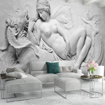 wellyu Europene 3D relief alb-negru nud beauty angel perete personalizate pictura murala mare tapet papel de parede para quarto