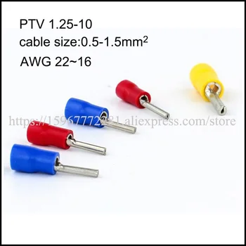 PTV1.25-9 PTV1.25-10 PTV1.25-12 PTV2-9 PTV2-10 cupru preizolate pin terminal imax 19A 22-16A.W.G cablu de 0.5-1.5mm2 Conector