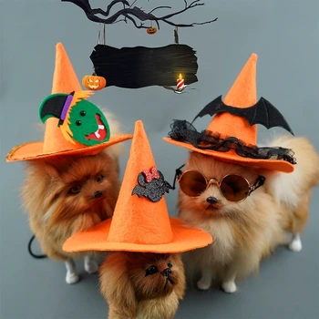 Elemente de animal de casă Dovleac Câine Pălărie Chihuahua, Yorkie Costum de Câine de Lux Cosplay Catelus Pisicuta Câine Accesorii de Halloween Cap de Pisică Câine
