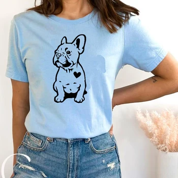 Amuzant Dragoste Inima franceză Bulldogg Femei T Shirt 80 Estetice Mama Viata Ziua mamei Cadou Tricou Vintage Kawaii Dragoste de Caine Topuri