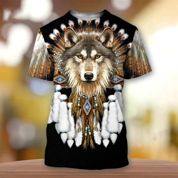 Vara 3D Moda Stil Boem Animale Imprimate pentru Bărbați T-shirt Casual de Stradă O Gât Scurt cu Maneci Supradimensionate T-shirt Îmbrăcăminte pentru Bărbați