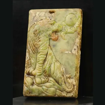 Vechea China Naturale de Jad Sculptat statuia tigru pandantiv #35